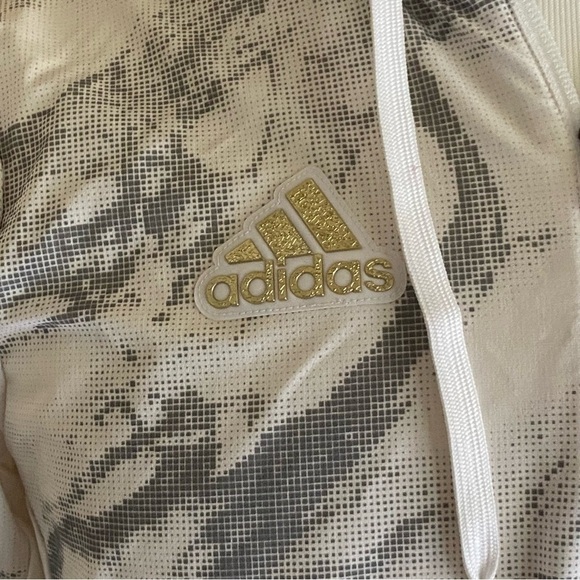 ADIDAS DIGITAL CAMO GRAY 1/4 ZIP HOODED JACKET WINDBREAKER POCKETS SIZE SMALL S - Picture 2 of 10